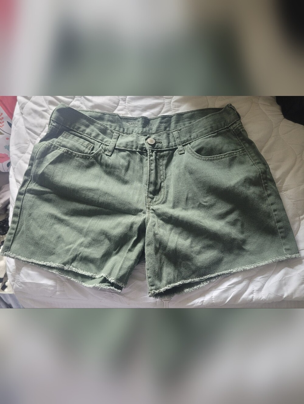 Old Navy Olive Green Denim Cutoff Shorts